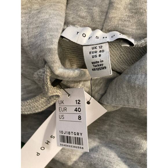 TOPSHOP Streetwear Long Sleeve Sweatshirt Hoodie Mini Dress Sz 8 in Grey NWT - Picture 5 of 7